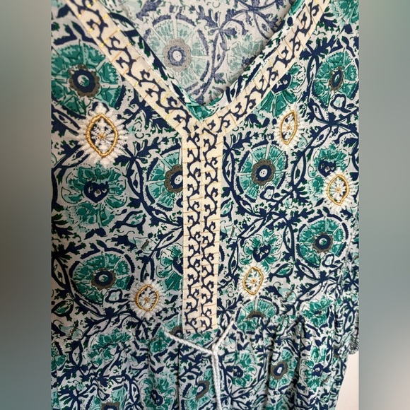 Soft Surroundings Nerisa Embroidered Printed Dress | Blue Batik Style | Size M - Picture 12 of 16